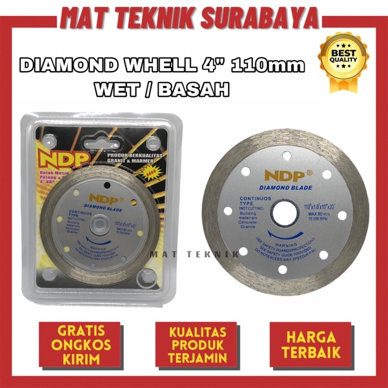 Diamond Wheel 4" 110mm Kering Basah Turbo NDP / Mata Pisau Potong Keramik