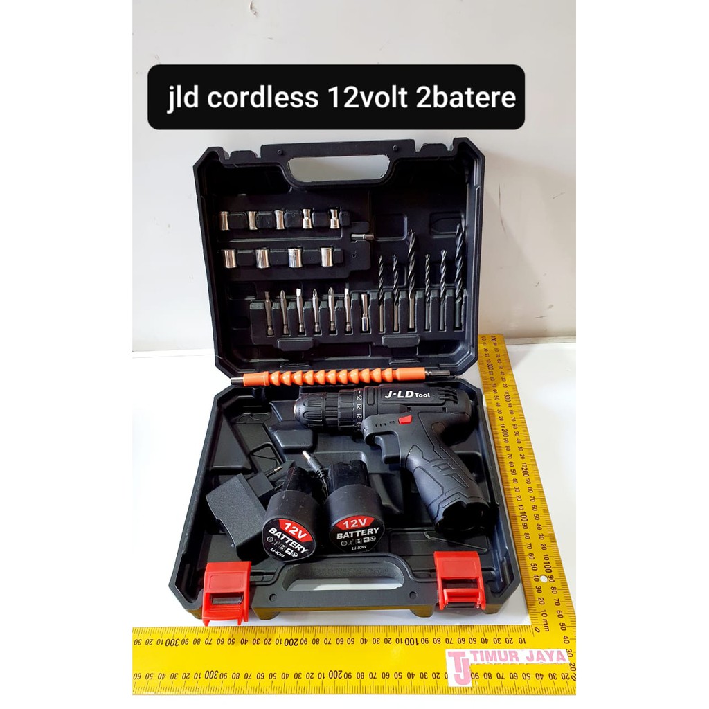 JLD 12V - Set Bor Obeng Bor Baterai 12 Volt 2 Baterai Cordlesss Drill