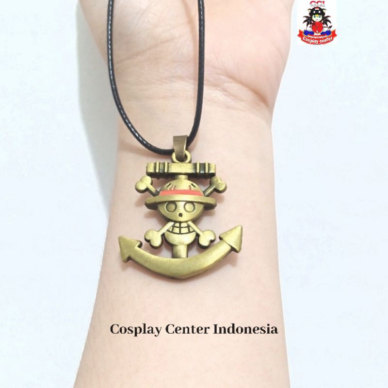 Kalung Anime One Piece Luffy Liontin Bentuk Logo One Piece Anime Jepang Kalung Tengkorak One Piece