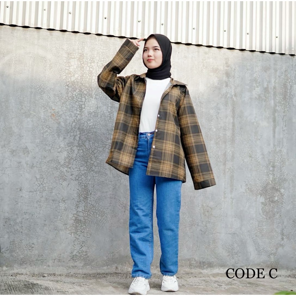 Tq88indonesia Fashion Kemeja Wanita Terbaru / Kem CHELSEA XXL OVERSIZE / Kemeja Kotak Wanita / Kemeja Lengan Panjang Cewek Kekinian / Ootd / Hem Kotak