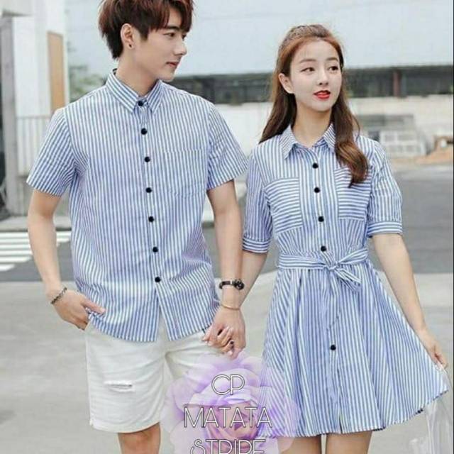 COUPLE KEMEJA MATATA STRIPE KEMEJA COUPLE BAJU COUPLE / VS