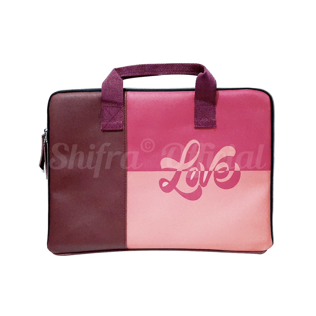 Shifra Tas Laptop Jinjing Friends and Love Grey Maroon Navy