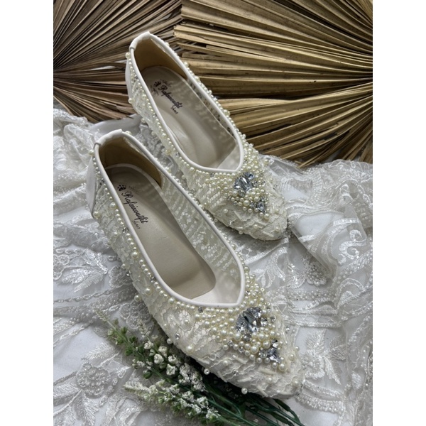 sepatu Rafaizoutfit wedding wanita syahera broken white tinggi 5cm tahu