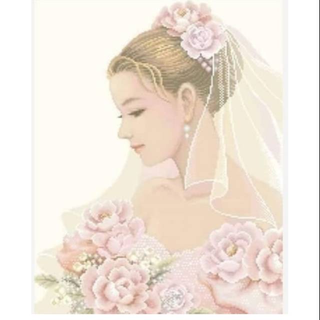 Paket kristik pengantin wanita pernikahan pengantin wedding cross stitch kit 14ct