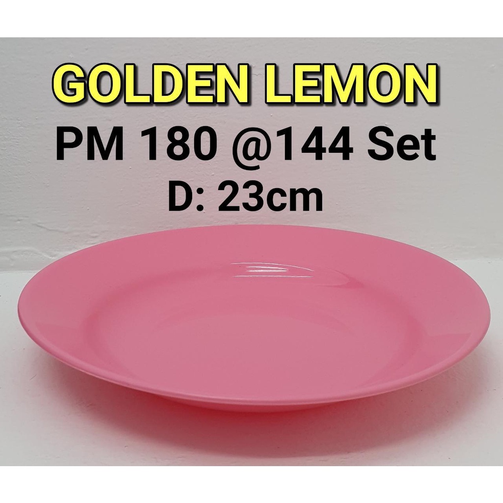 Piring Makan Plastik Tebal Golden Lemon PM 179 / Piring Golden Sunkist Warna Pink