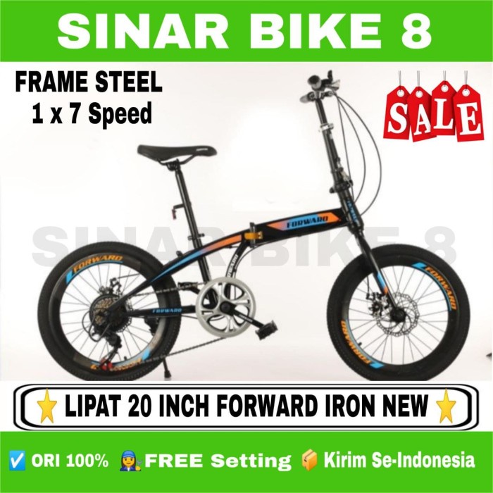 Sepeda Lipat Ukuran 20 Inch FORWARD IRON STEEL 7 Speed Rem Cakram Disc Brake