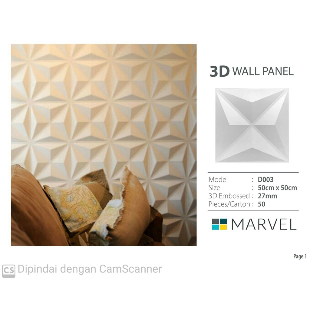 Wall Panel 3 Dimensi Bahan PVC Harga Perlembar Model D003-D026