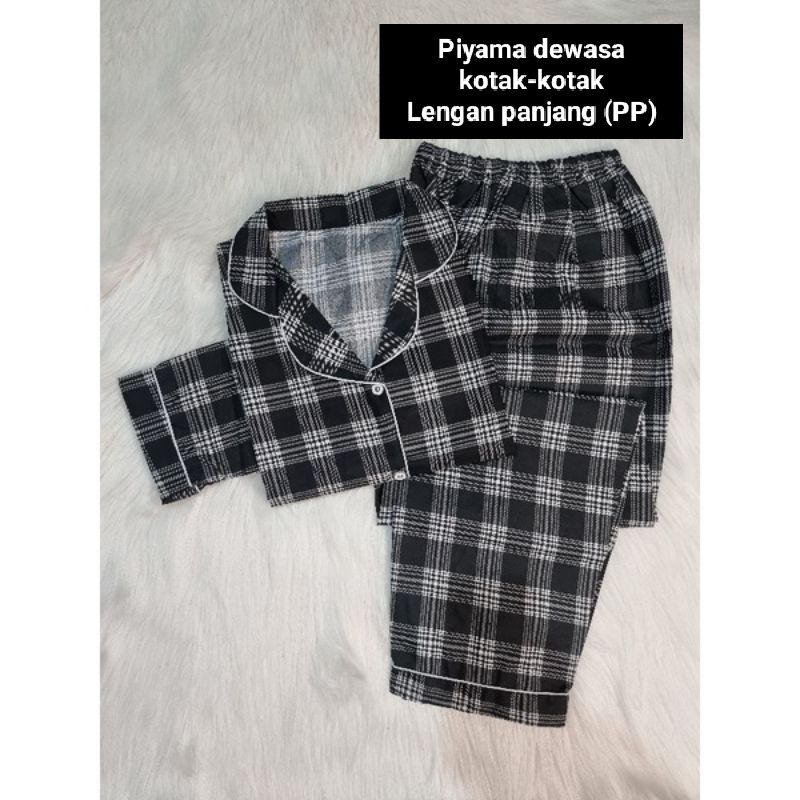 PIYAMA DEWASA KOTAK-KOTAK LENGAN PANJANG (PP)