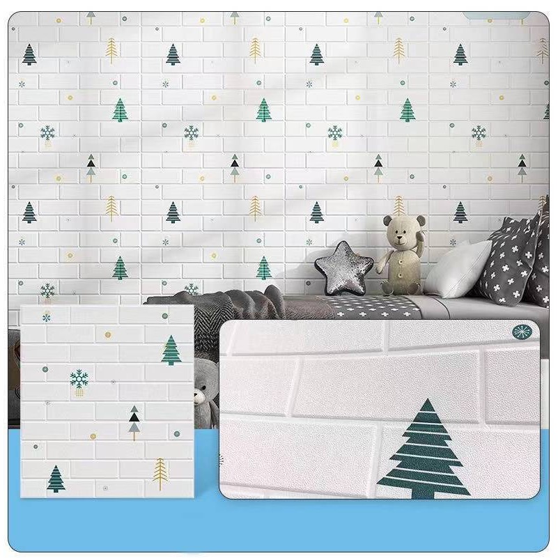 MIISOO 3D Wallpaper Dinding Foam Batu Bata Ukuran 77cmX70cmX5mm Waterproof Brick Sticker kamar anak-M1204