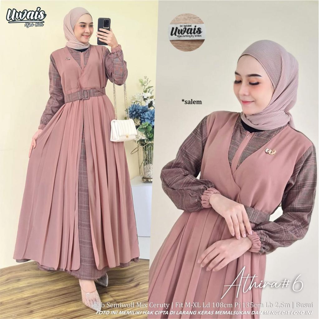 ready siap kirim | ATHIRA#6 UWAIS ORIGINAL Gamis Uwais Best Seller Terlaris