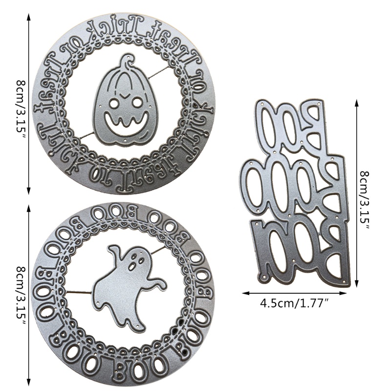 Zzz Cetakan Stensil Cutting Dies Motif Hantu / Labu Halloween Bahan Metal Untuk Scrapbook / Craft DIY