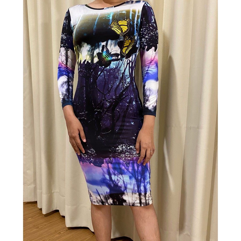 Preloved Topshop Butterfly Bodycon Midi Dress / Topshop Preloved / Dress Preloved / Topshop