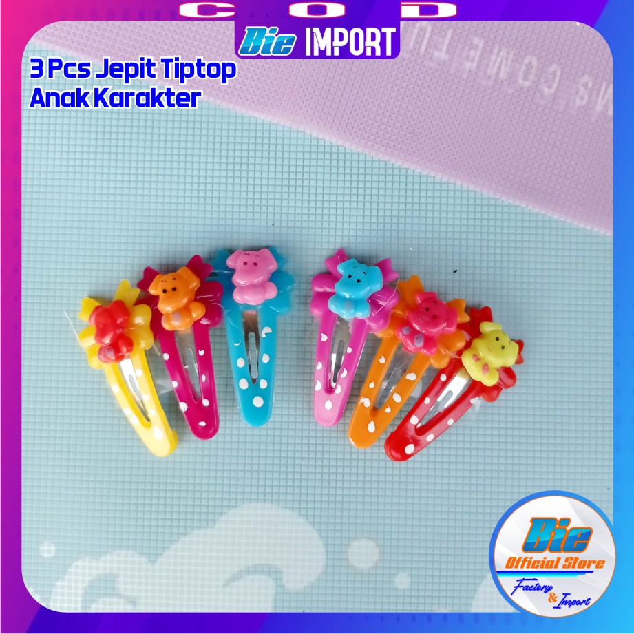 4 Pcs Jepit Tiptop Anak Karakter Lucu Impor Best Seller