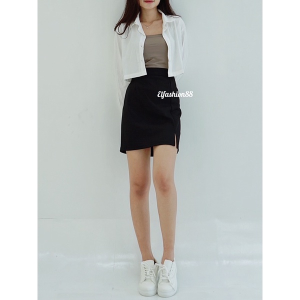 Elfashion • Rok Wanita Korean style | Mini Rok Wanita | Korean Mini Skirt | Rok Belah Samping