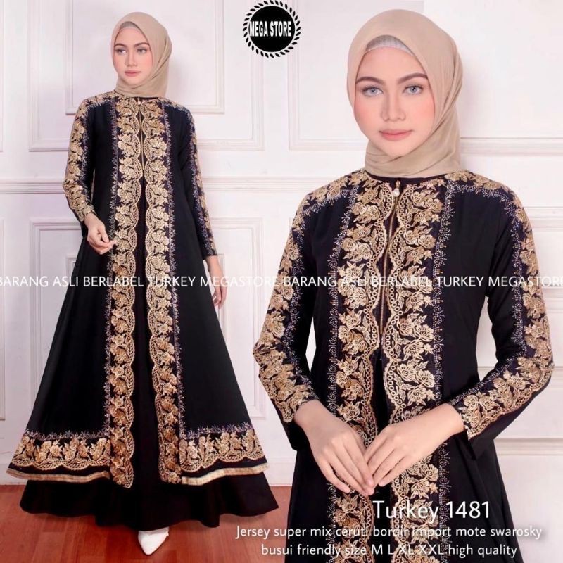 Turkey abaya arab hitam bordir asli