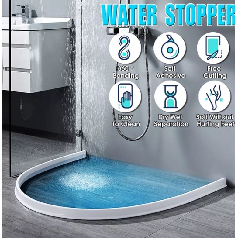 Penyekat Pembatas Air Kamar Mandi Anti Banjir (Tinggi 3.8 cm) -  Anti Rembes Wastafel Elastis