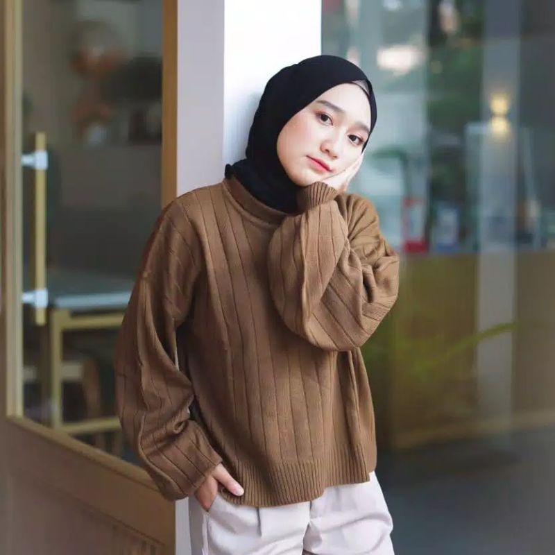 VIBSWEATER TURTLENECK JOVANKA RAJUT OUTER WEAR/SWEATER RAJUT JOVANKA PREMIUM TEBAL/ATASAN RAJUT WANITA TANGAN BALON