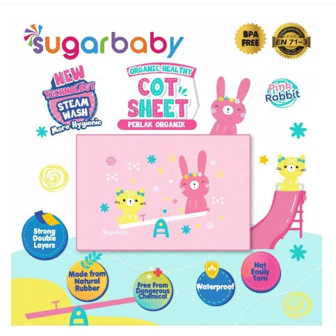 Sugar Baby Perlak Bayi Alas Ompol Organic Healthy Cot Sheet Premum Air Filled Rubber