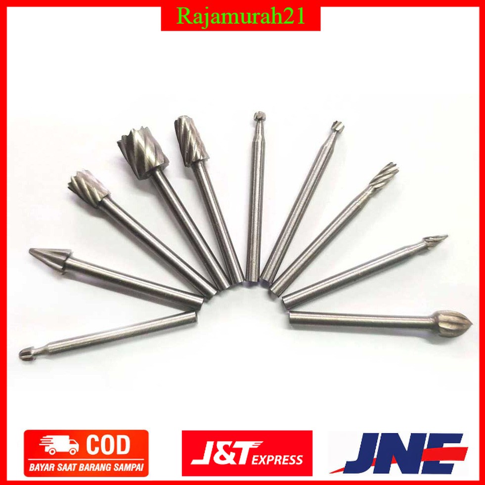 Taffware Mata Bor Tungsten Carbide Cone Spiral 10 PCS - Silver