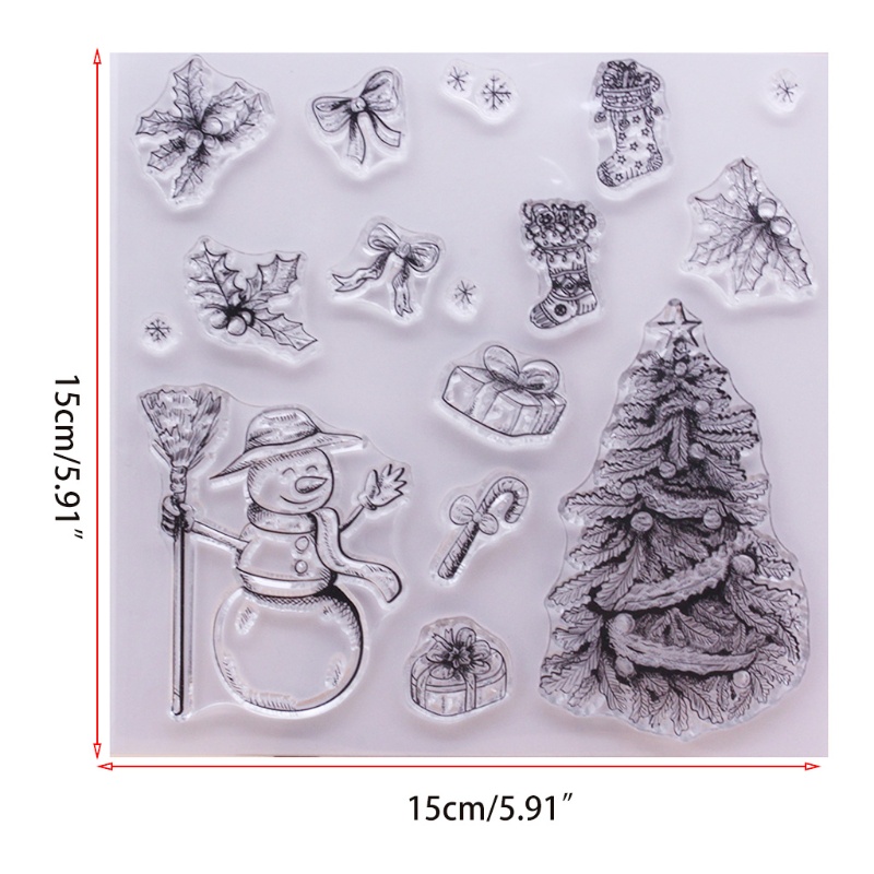 Stampel Bahan Silikon Motif Pohon Natal Snowman Untuk Scrapbook