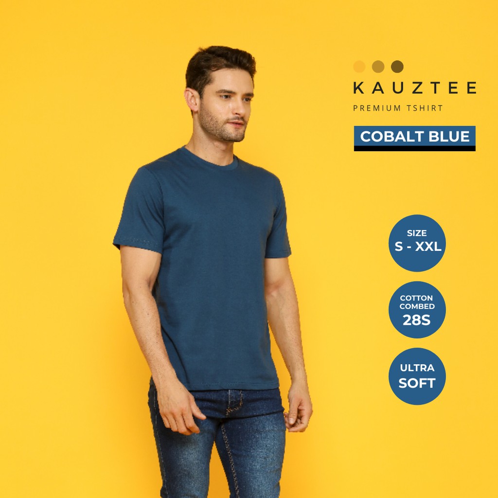 Kaos Tshirt Polos KAUZTEE Premium Tshirt Unisex 100% Cotton Combed 28s - Cobalt Blue