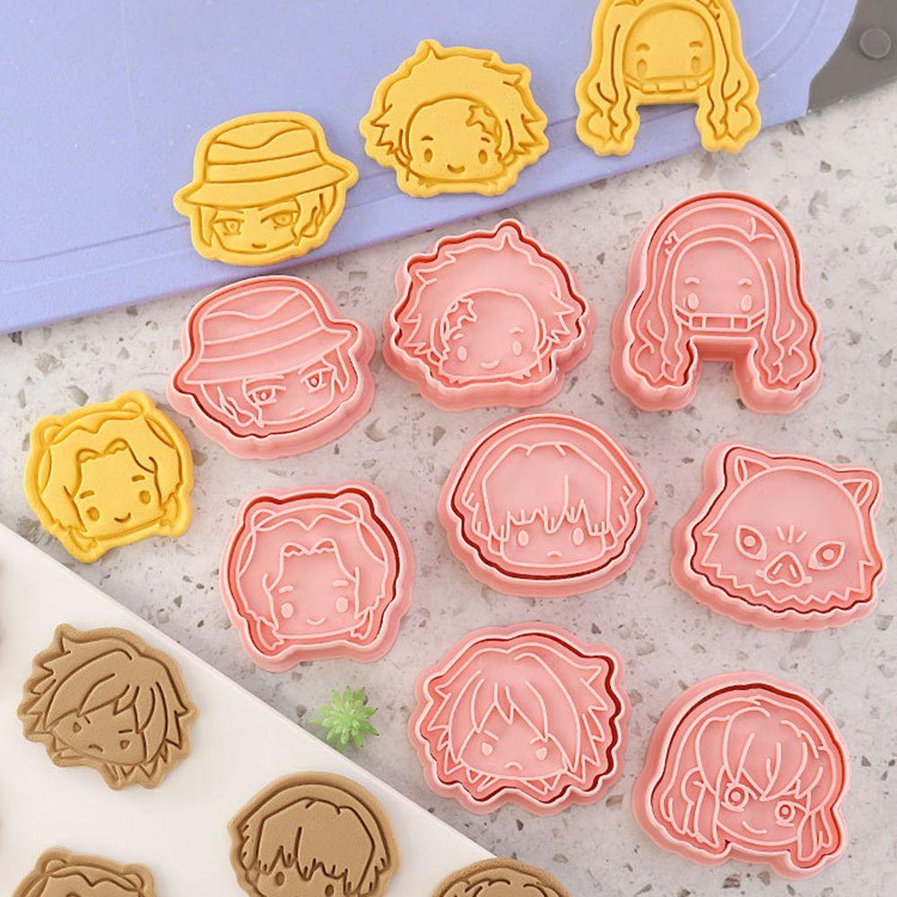 Suyo 8Pcs Cetakan Adonan Kue Cookie Desain Anime Bahan Plastik