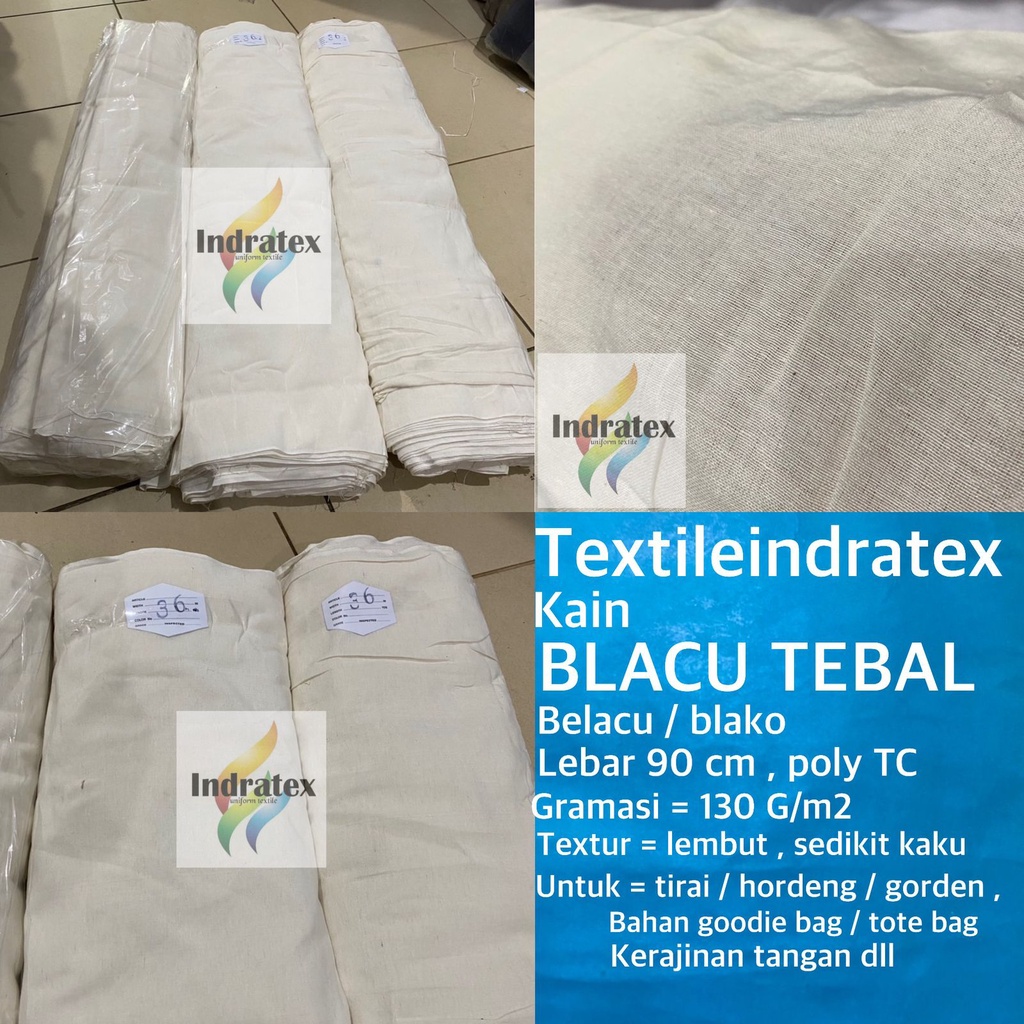 ( per 1 roll ) Kain BELACU BLACU TEBAL rollan lebar 90 cm warna putih beras bahan craft kerajinan tangan waxing bulu ketiak tirai gorden hordeng horden tas totebag goodie bag pouch dekorasi dekor mitela mitella p3k pembalut siku kantong celana