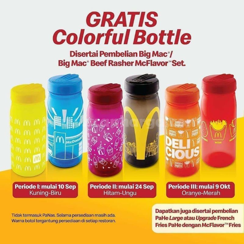 Botol Minum Mcdonald Mcd Colorful Bottle 500ml Baru New