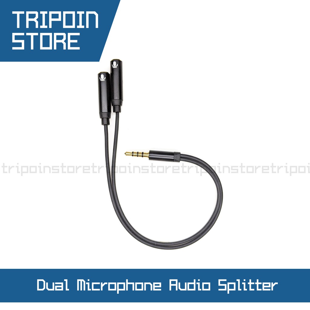 Dual Microphone Audio Splitter - (Mic &amp; Mic) - 2 Mic Audio Splitter