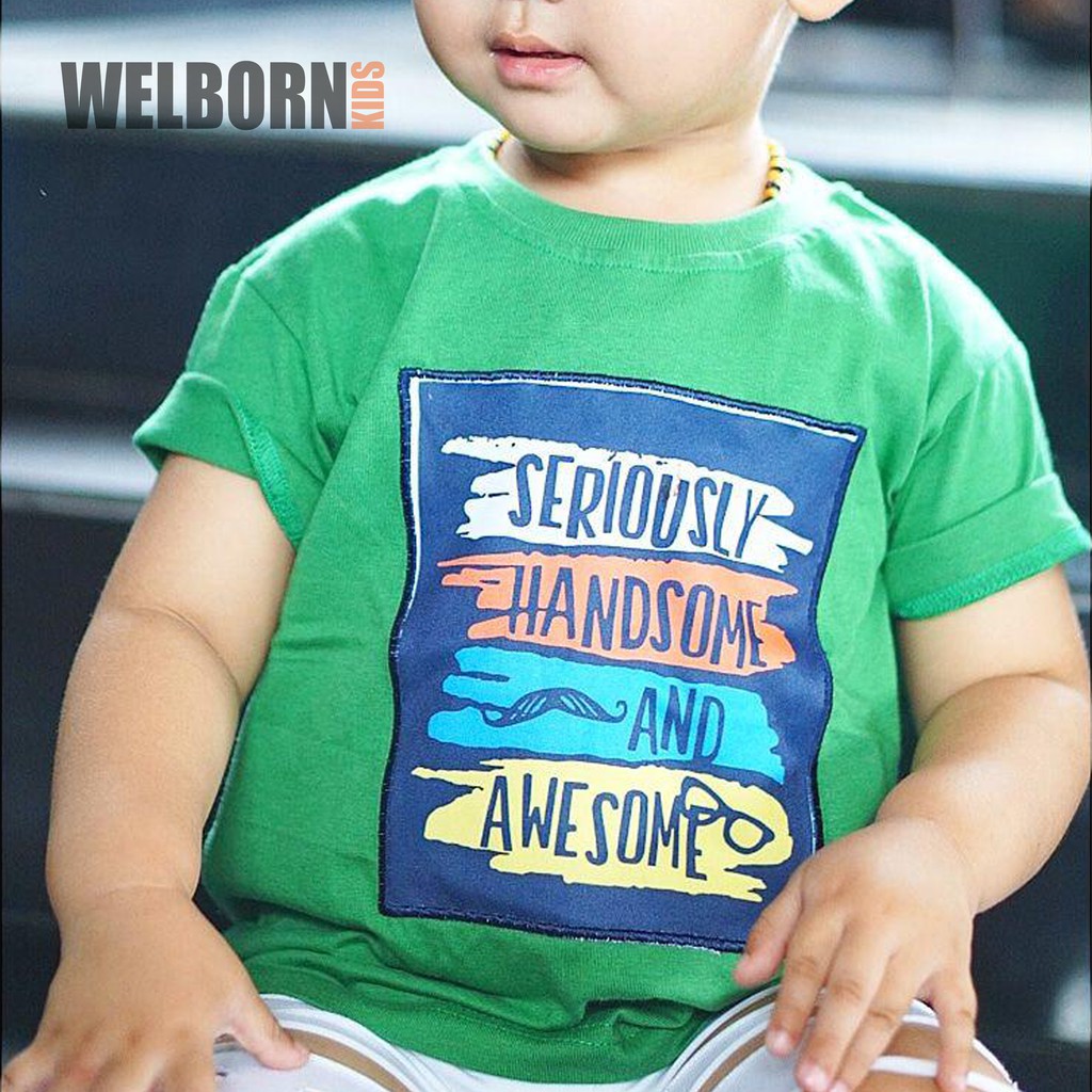 Welborn Kids Kaos Oblong Hijau Handsome Anak Laki