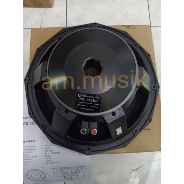 COMPONENT SPEAKER PRECISION DEVICES PD153ER PD 153 ER SPEAKER 15 INCH BAHAN BABET VC 3 INCH