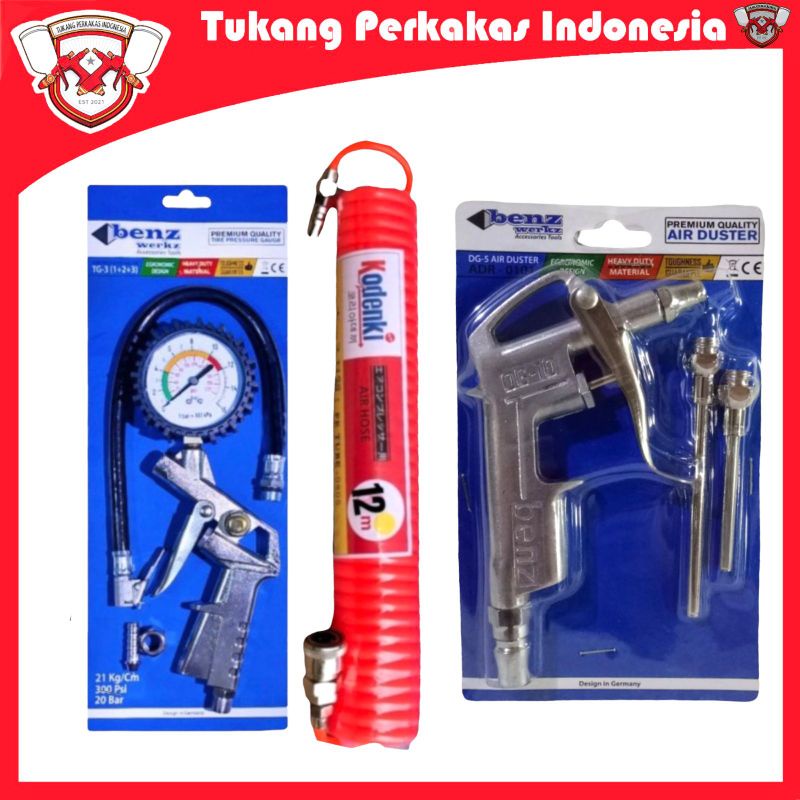 Alat Isi Angin Kompresor set 3 pcs Air Duster Paket Selang 12 meter