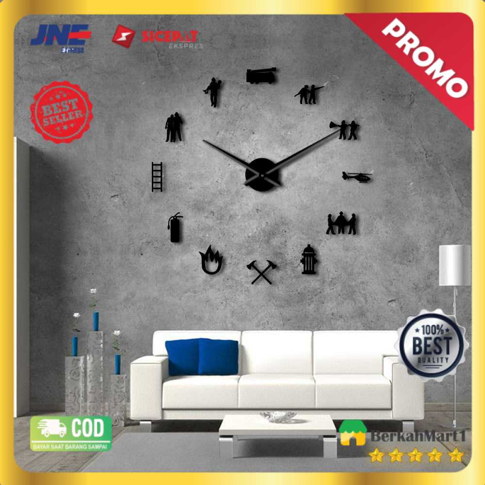 Jam Dinding Besar DIY Giant Clock 120 Firefighter DIY-217