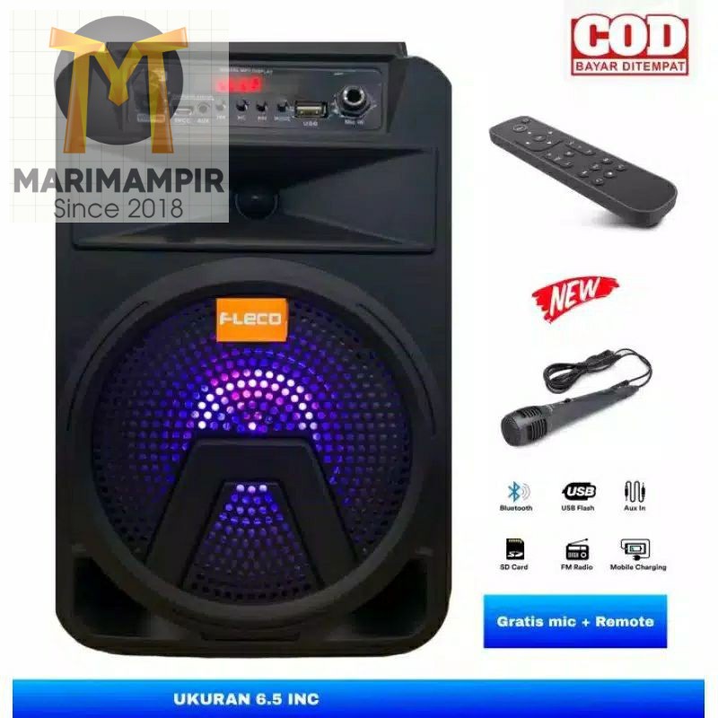 Marimampir Speaker Bluetooth Fleco F3362/FL611/FL612 Microphone Karaoke/Salon Aktif Wireless Subwoof