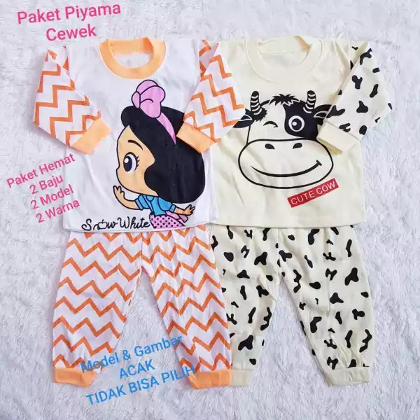 Paket 2 Pcs Piyama Baby Alicia / Baju Tidur Bayi / Piyama Bayi perempuan / Baby Alicia