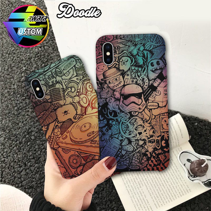 JW CASE CASING SOFTCASE HARDCASE GAMBAR DOODLE IPHONE OPPO