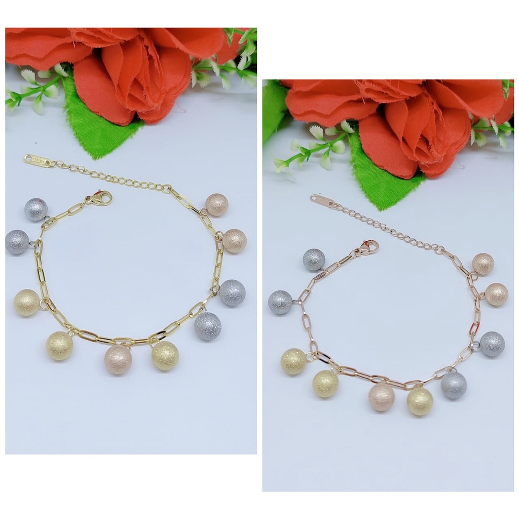 Set Titanium gelang dan kalung cincin biji bola kombinas 0083,0084