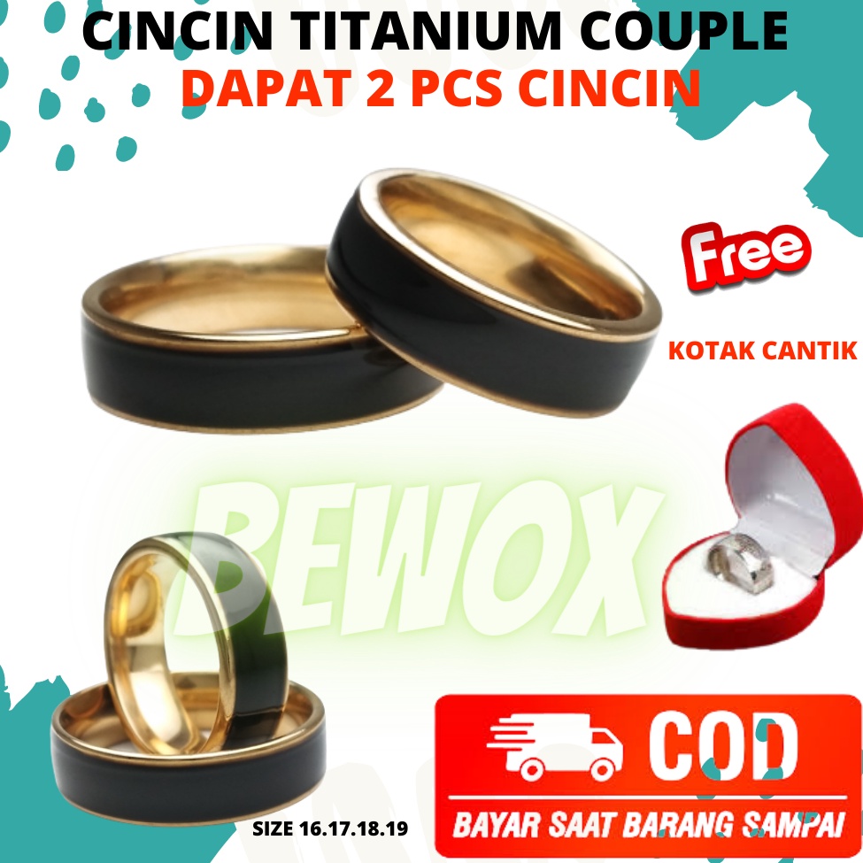 COD KK!!! CINCIN Kawin ROSEGOLD Dapat 2 pcs Dan Free Box Cincin Model Love Berlapis Emas