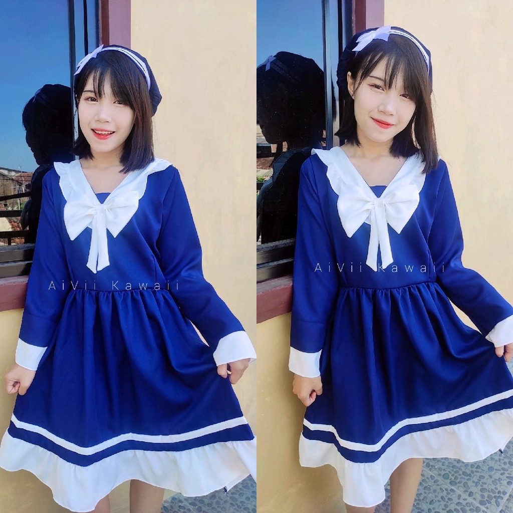 【AiVii】DRESS KAWAII LOLITA SAILOR NAVY WHITE