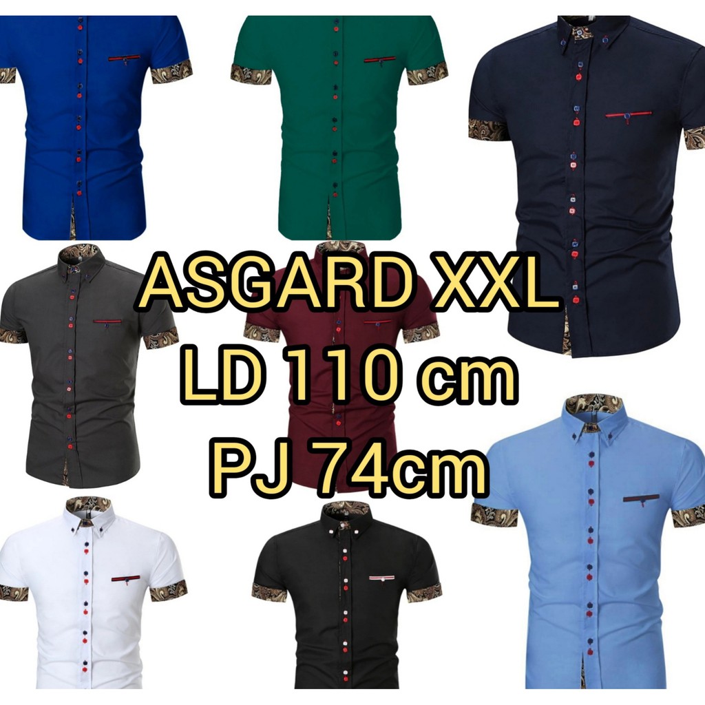 KEMEJA SLIM FIT ASGARD/KEMEJA KOMBINASI BATIK/KEMEJA LENGAN PENDEK