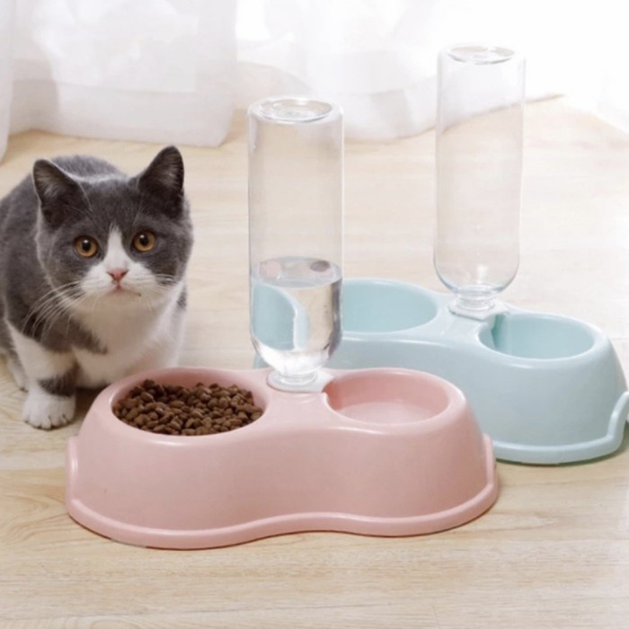 YY2 - Dispenser Tempat Makan Minum+Botol 500Ml Pet Anjing Kucing Hewan