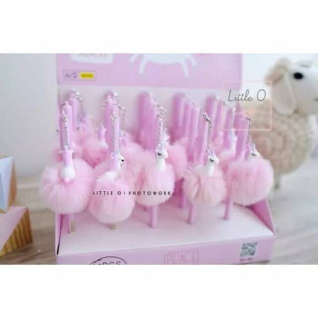 

Unicorn pink fur Pen - pulpen lucu - bolpoin unik