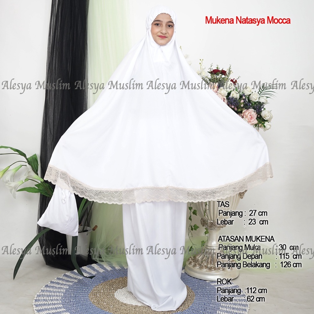 Mukena New Arrival Natasya Katun Warna Putih/Harga Grosir/Best Seller/Bisa Bayar di Tempat