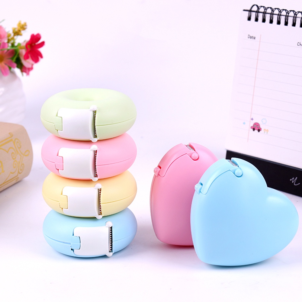 ELEGANT Cute Masking Tape Cutter Convenient Tape Split Tape Cutter School Tape Storage Organizer Office Supplies Candy Color Paper Donut Shape Tape Dispenser/Multicolor