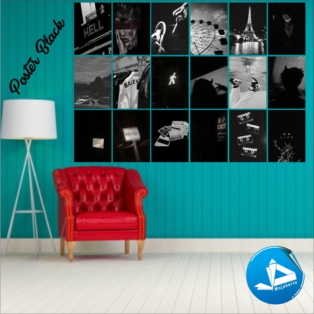 (32PCS) POSTER AESTHETIC BLACK TERMURAH / DEKORASI KAMAR / DEKORASI CAFE / WARUNG KOPI / DINDING RUM