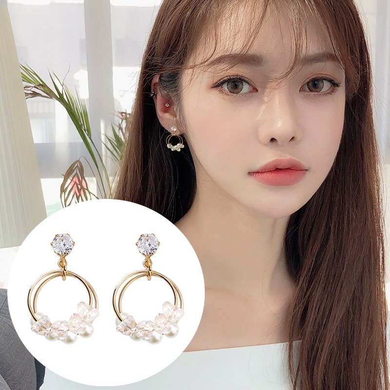 Anting mutiara temperamen segar dan serbaguna dari Korea Selatan