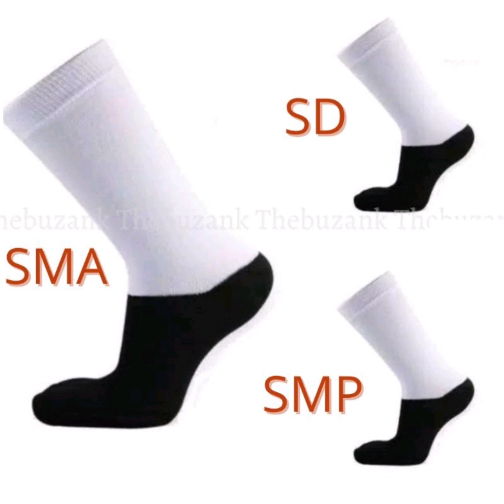 KAOS KAKI SEKOLAH PUTIH TELAPAK HITAM SD SMP SMA