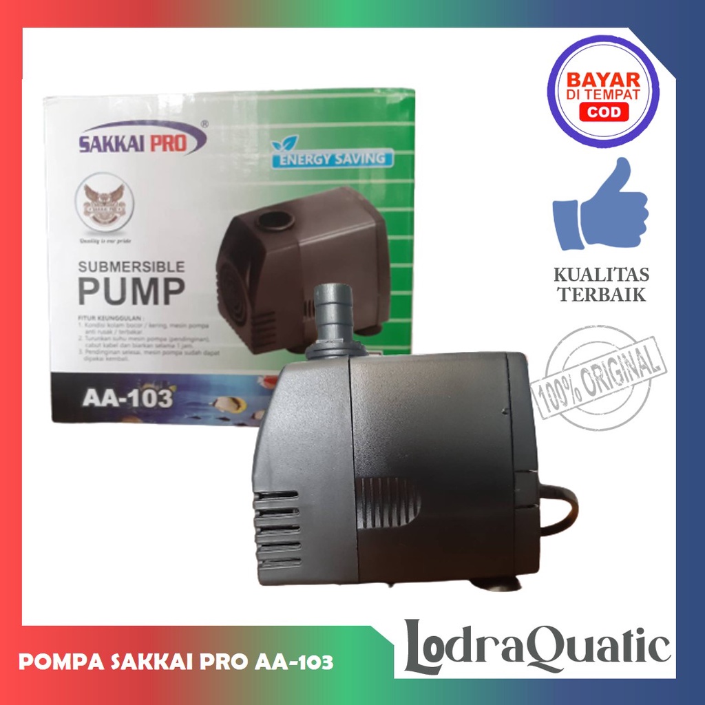 POMPA KOLAM SAKKAI PRO AA 103 POMPA KOLAM IKAN SAKKAI PRO AA 103 NAIK 1,8 METER POMPA 2000 LITER PER JAM POMPA AIR HIDROPONIK POMPA KOLAM KECIL POMPA AQUARIUM BESAR FILTER AQUARIUM FILTER KOLAM IKAN KOI FILTER POMPA AIR LAUT MARINE FILTER IKAN CHANNA