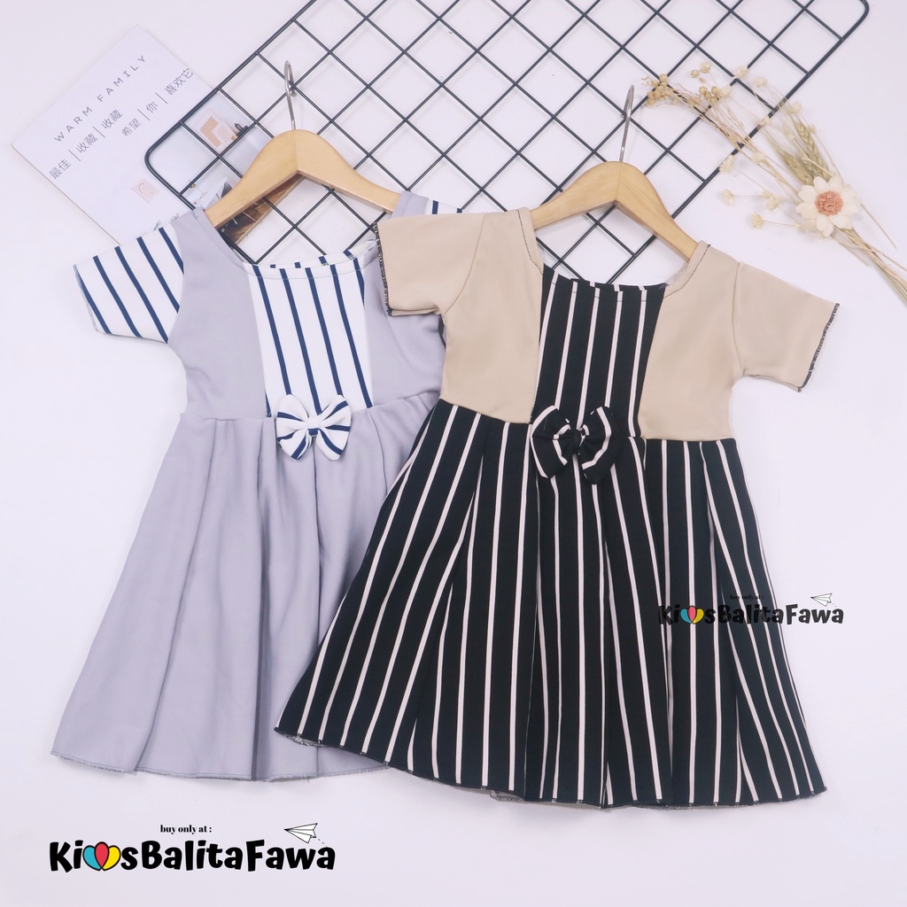 Dress Nadine uk 1-2 Tahun / Dress Pesta gaun Anak Perempuan Gaun Polos Flower Lengan Dres Baju Impor