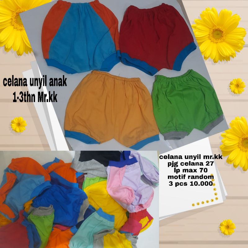 Celana pendek 3pcs 10.000 size 1-3 thn mr.kk